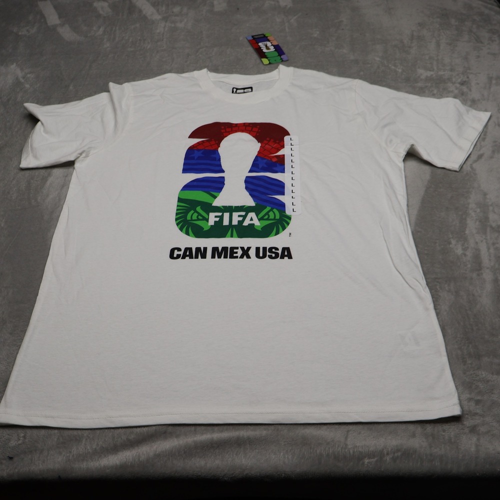 FIFA World Cup 2026 Shirt Mens Large White CAN MEX USA Football Fan Gear $20 NEW